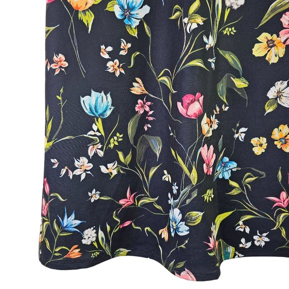 Zara Trafaluc Multi-colored All-over Print Floral Shift White Collared Dress, S - Picture 6 of 9